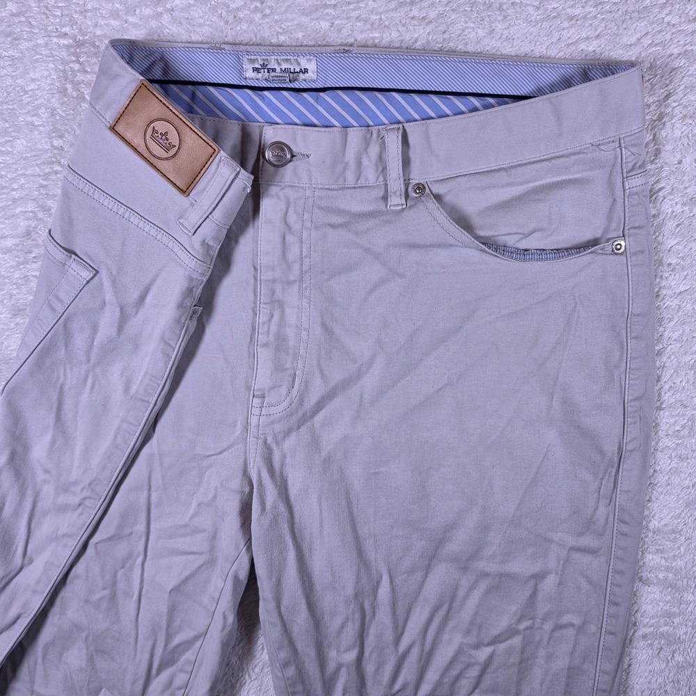 NEW Peter Millar Crown 5-Pocket Mens 38 Gray Stretch Straight Leg Pants ME0B39